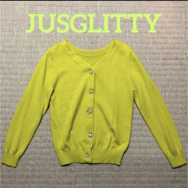 JUSGLITTY(ジャスグリッティー)のジャスグリッティー　前後2WAYビジューボタンカーディガン レディースのトップス(カーディガン)の商品写真