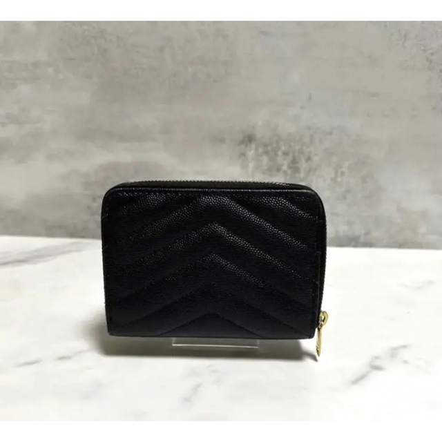 【美品】Saint Laurent 二つ折り財布 YSL キャビアスキン 黒