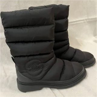 CHANEL☆スノーブーツ☆ネイビー36 靴 ブーツ guide-ecoles.be