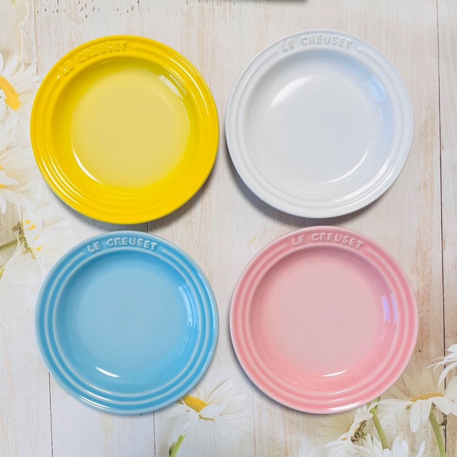 LECREUSET♡ルクルーゼ　ラウンドプレート　15cm ピンク　ブルー　ソレイユ　ホワイト