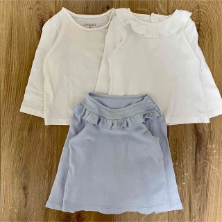 ユニクロ(UNIQLO)のユニクロ 西松屋 襟 フリル 長袖 3枚 セット 女の子 80(シャツ/カットソー)