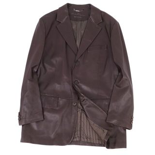 サルヴァトーレ フェラガモ Salvatore Ferragamo ジャケット レザージャケット テーラード ラムレザー アウター メンズ イタリア製  52(L相当) ブラウン