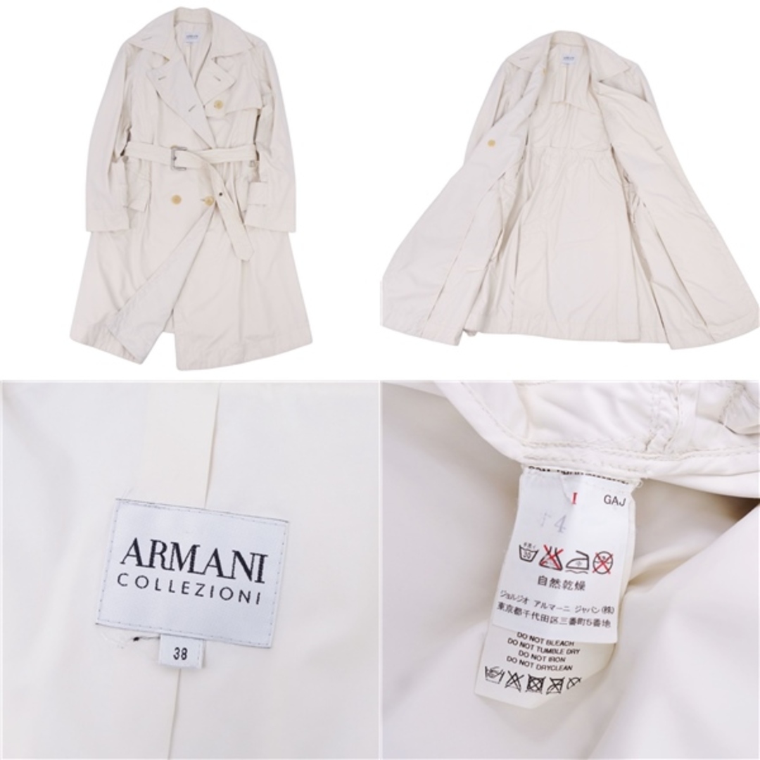 ARMANI COLLEZIONI(アルマーニ コレツィオーニ)の美品 アルマーニ コレッツォーニ ARMANI COLLEZIONI コート トレンチコート レディース スプリングコート 38 ホワイト レディースのジャケット/アウター(トレンチコート)の商品写真