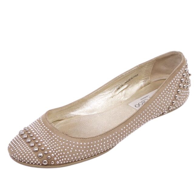 ジミーチュウ JIMMY CHOO パンプス スタッズ スウェード フラット