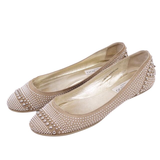 JIMMY CHOO(ジミーチュウ)のジミーチュウ JIMMY CHOO パンプス スタッズ スウェード フラット シューズ レディース 靴 36.5(23.5cm相当) ベージュ レディースの靴/シューズ(ハイヒール/パンプス)の商品写真