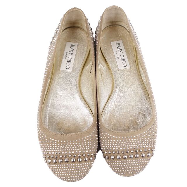 JIMMY CHOO(ジミーチュウ)のジミーチュウ JIMMY CHOO パンプス スタッズ スウェード フラット シューズ レディース 靴 36.5(23.5cm相当) ベージュ レディースの靴/シューズ(ハイヒール/パンプス)の商品写真