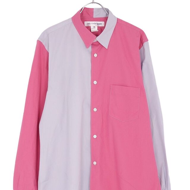 コムデギャルソン COMME des GAR?ONS SHIRT シャツ ロングスリーブ バイカラー 無地 コットン トップス メンズ M グレー/ピンク