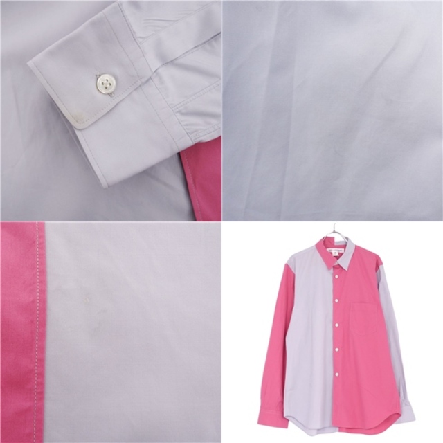 コムデギャルソン COMME des GAR?ONS SHIRT シャツ ロングスリーブ バイカラー 無地 コットン トップス メンズ M グレー/ピンク