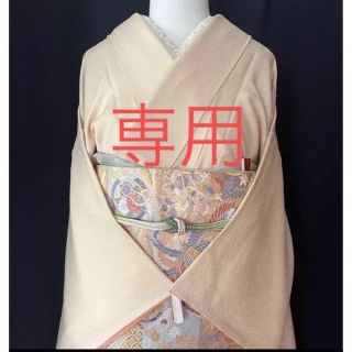 ★専用★【訪問着】優美な蘇州汕頭刺繍　鳥の子色　地色同トーン刺繍　しつけ付未着用(着物)