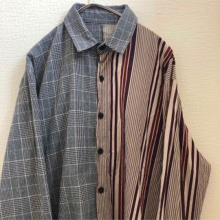 アンティカ(antiqua)の【antiqua】ストライプシャツ　グレンチェックシャツ　古着　XL(シャツ)