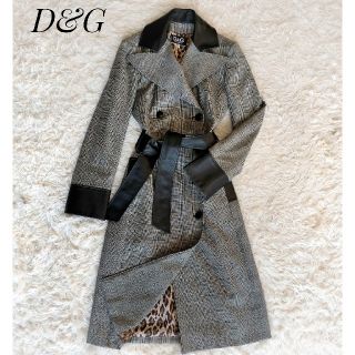 DOLCE&GABBANA - 【D&G】ウールコート グレンチェック レザー 40