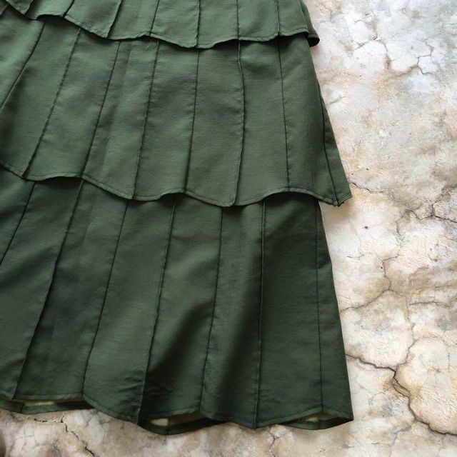 Sybilla(シビラ)のA1802 美品　シビラ　ティアードスカート　フリル　ピンタック　グリーン レディースのスカート(ロングスカート)の商品写真