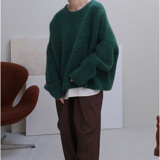 アギュー(ARGUE)のargue ALPACA WOOL DELUXE KNIT/GREEN(ニット/セーター)