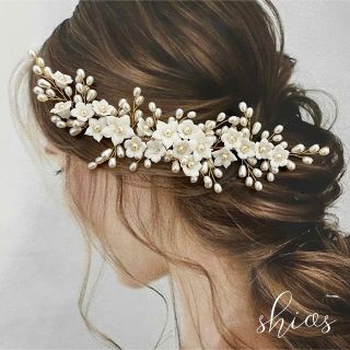 ヘッドドレス　ヘアアクセサリー　髪飾り　パール　ブライダル　ウェディング　結婚式(ヘッドドレス/ドレス)