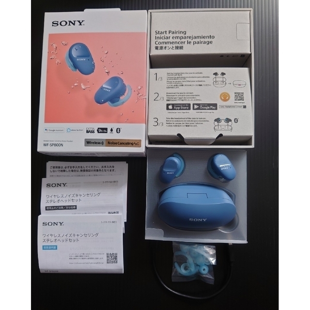 SONY(ソニー)のSONY 完全ワイヤレスイヤホン ブルー WF-SP800N スマホ/家電/カメラのオーディオ機器(ヘッドフォン/イヤフォン)の商品写真