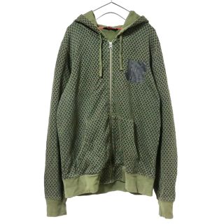 アンディフィーテッド(UNDEFEATED)の古着 "UNDEFEATED" 総柄 フードプリント フルジップパーカー(パーカー)