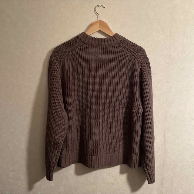 【GU】ローゲージワイドフィットクルーネックセーター BROWN XXL