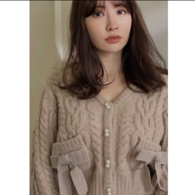 herlipto Double Bow Cable Knit Cardigan