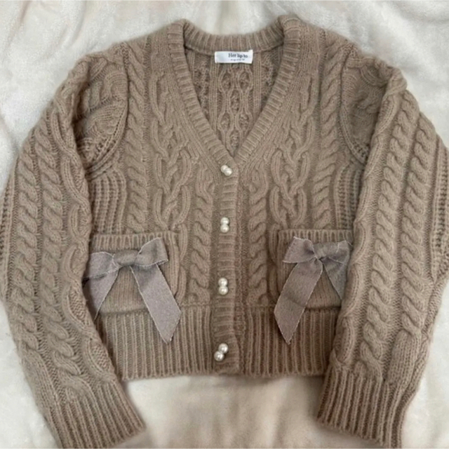 herlipto Double Bow Cable Knit Cardigan レディース トップス