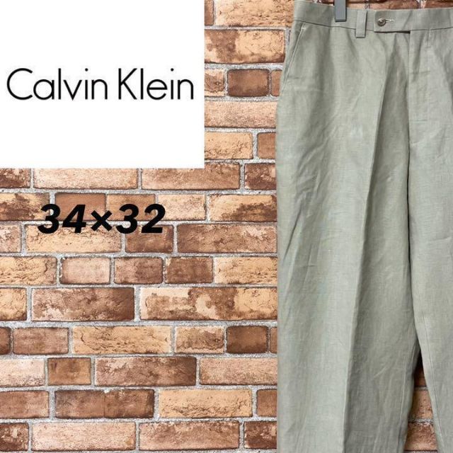 数量は多 Calvin Klein 2タックウールスラックスパンツ ブラウン L99 