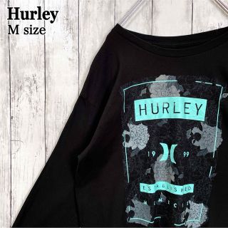 ハーレー(Hurley)のHurley ハーレー ロンT デカロゴ 黒 ブラック コットン Mサイズ 古着(Tシャツ/カットソー(七分/長袖))