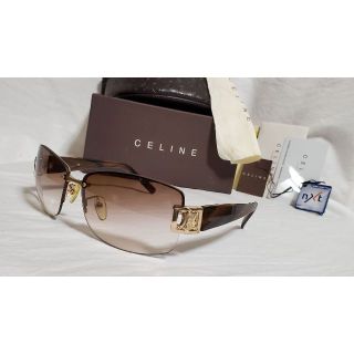 セリーヌ(celine)の正規 レア セリーヌ マカダムロゴ メタルコンビフレームサングラス 茶系 付属有(サングラス/メガネ)