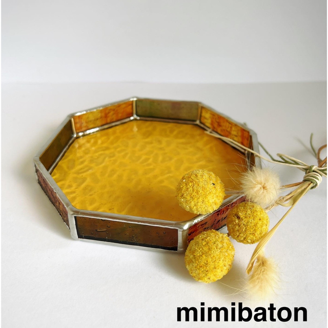 【新作】　mimibaton＊ステンドグラス・トレイ＊ ハンドメイドのインテリア/家具(インテリア雑貨)の商品写真