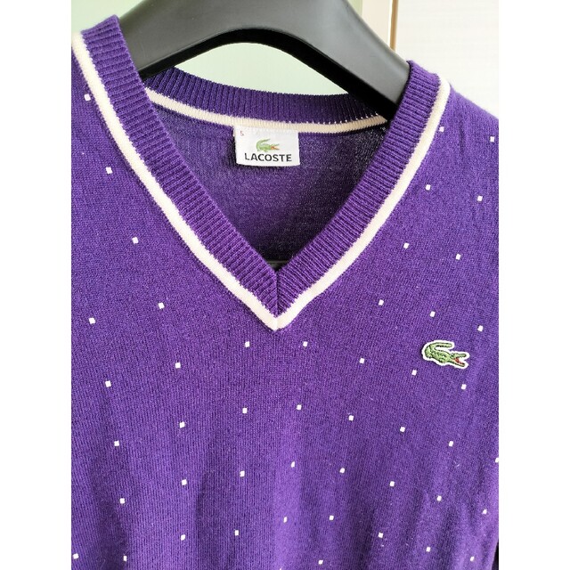 LACOSTE(ラコステ)のLACOSTE　ラコステ　メンズ　セーター　Vネック　パープル　ドット メンズのトップス(ニット/セーター)の商品写真