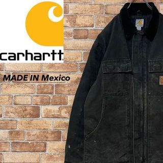 カーハート(carhartt)のカーハート　メキシコ製　ダックジャケット　トラディショナル　中綿　革ロゴ　黒L.(ブルゾン)