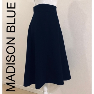 マディソンブルー ブラックフレアスカート／バックフレア ミモレスカート01 黒