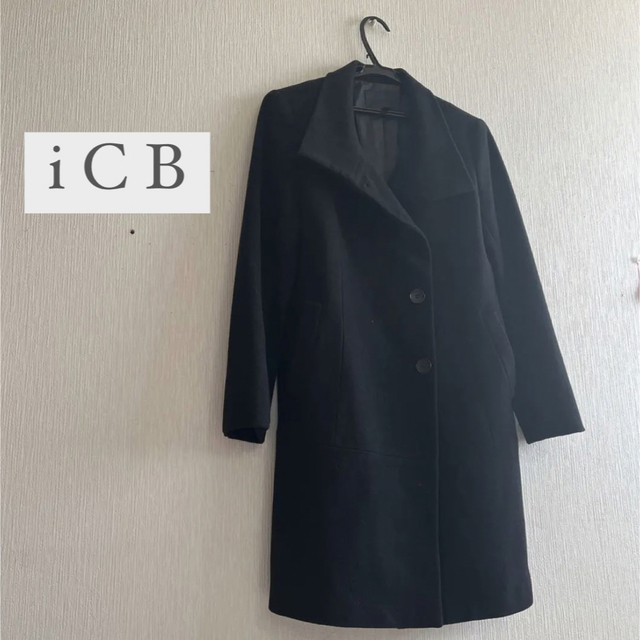 美品 iCBアイシービーロングコート・ウール混・ブラック・size 9・日本製