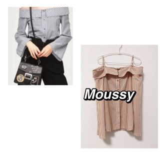 マウジー(moussy)の【Moussy】オフショルダーストライプシャツ(シャツ/ブラウス(長袖/七分))