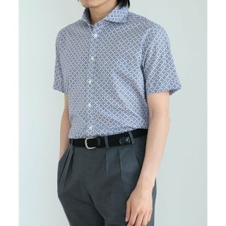 ビームス(BEAMS)の【NAVY】BEAMS HEART / シアサッカー 和柄プリント カッタウェイカラー シャツ(その他)