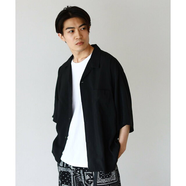 BEAMS(ビームス)の【BLACK】BEAMS / ソリッド ルーズフィット オープンカラーシャツ その他のその他(その他)の商品写真