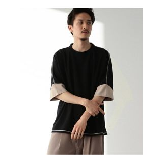 ビームス(BEAMS)の【BLACK】BEAMS HEART / ドルマンスリーブ 切替 ビッグ Tシャツ(Tシャツ/カットソー(半袖/袖なし))