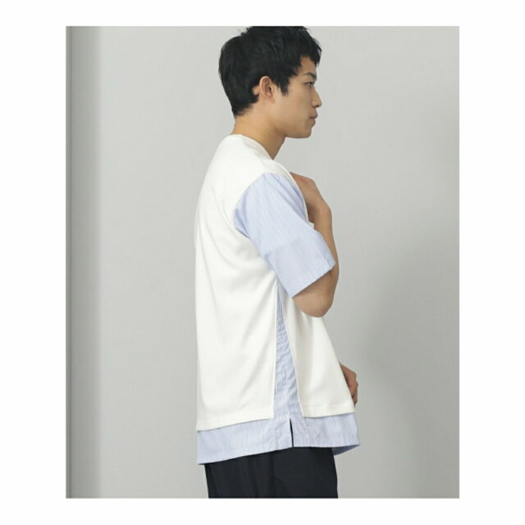 【WHITE】BEAMS HEART / ストライプ切替 ビッグTシャツ 6