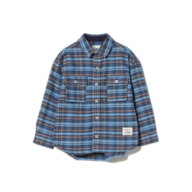 BEAMS OUTLET(ビームスアウトレット)の【NAVY_CHECK】BEAMS mini / ビッグシルエット チェックシャツ (90~130cm) キッズ/ベビー/マタニティのキッズ服女の子用(90cm~)(ブラウス)の商品写真