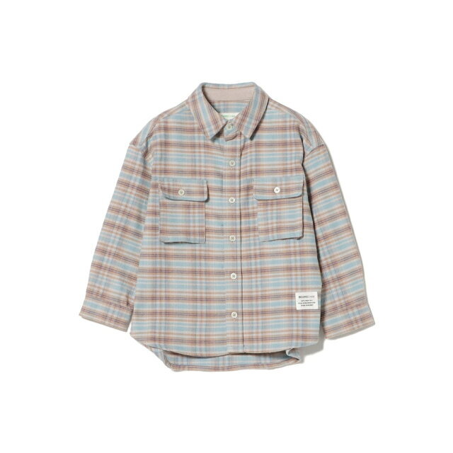 BEAMS OUTLET(ビームスアウトレット)の【BEIGE_CHECK】BEAMS mini / ビッグシルエット チェックシャツ (90~130cm) キッズ/ベビー/マタニティのキッズ服女の子用(90cm~)(ブラウス)の商品写真