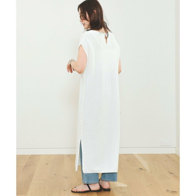 BEAMS(ビームス)の【OFF_WHT】BEAMS HEART / メッシュ編 ロングベスト レディースのトップス(ニット/セーター)の商品写真