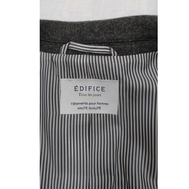 EDIFICE(エディフィス)のエディフィス チェスターコート グレー 美品 Mサイズ メンズのジャケット/アウター(チェスターコート)の商品写真