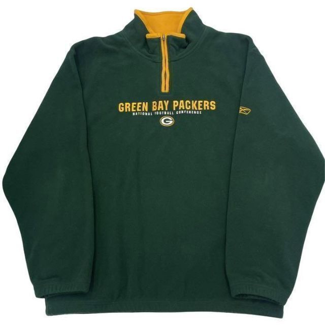 NFL グリーンベイ・パッカーズ 刺繍デザイン ハーフジップフリースジャケット