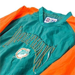 【レア】90s NFL ドルフィンズ　ナイロンジャケット　プルオーバー　刺繍