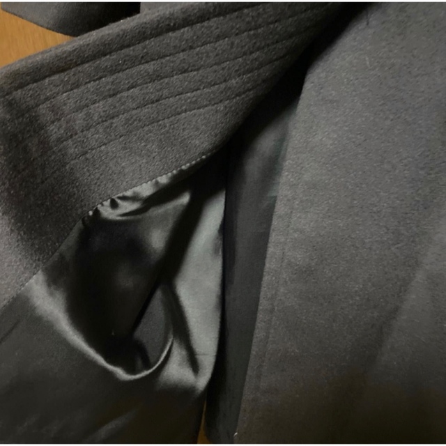 カシミヤ100% ロングコート　チャコールグレー　Aライン　レトロ　魔女 レディースのジャケット/アウター(ロングコート)の商品写真