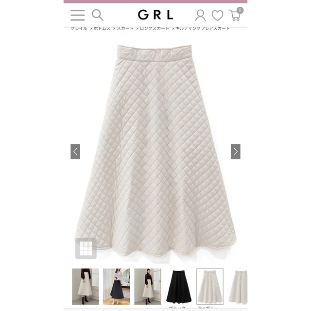 GRL(グレイル)のGRLキルティングフレアスカート[fo1630]  ホワイトS レディースのスカート(ロングスカート)の商品写真