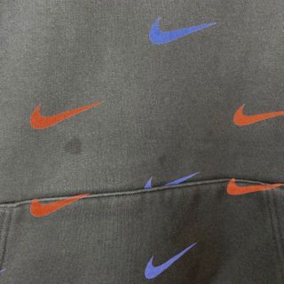 レアコラボ】NIKE ✖️ KITH 総柄パーカースウッシュ黒ブラック刺繍