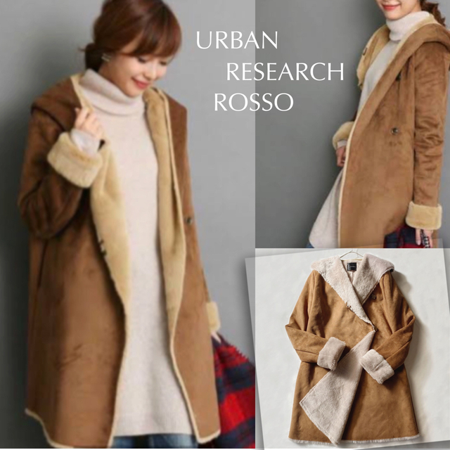 URBAN RESEARCH ROSSO(アーバンリサーチロッソ)の【美品】ROSSO フーディー フェイクムートン コート あったかい レディースのジャケット/アウター(ムートンコート)の商品写真