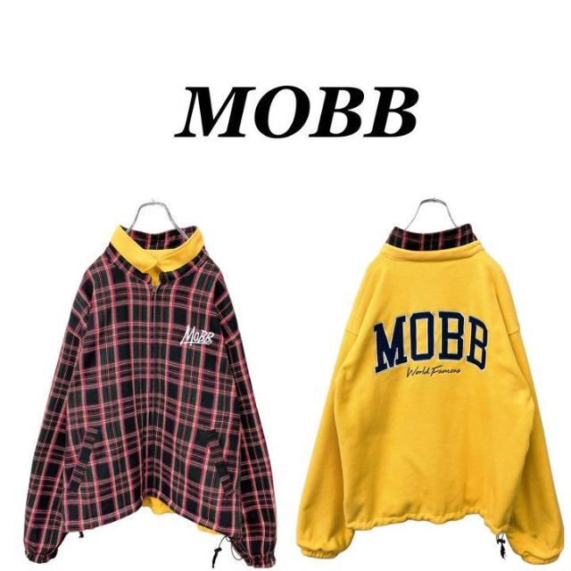 【大人気】モブ MOBB リバーシブルジャケット チェック柄 フリース イエロー