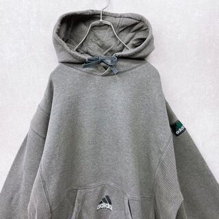【最高デザイン】アディダス 90s センターロゴ パーカー グレー 灰色
