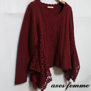 アクシーズファム(axes femme)のaxes femmeアクシーズファム*サイドアシメトリーニット*M(ニット/セーター)