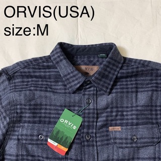 ORVIS(USA)コットンヘビーフランネルチェックシャツジャケット　チャコール(カバーオール)